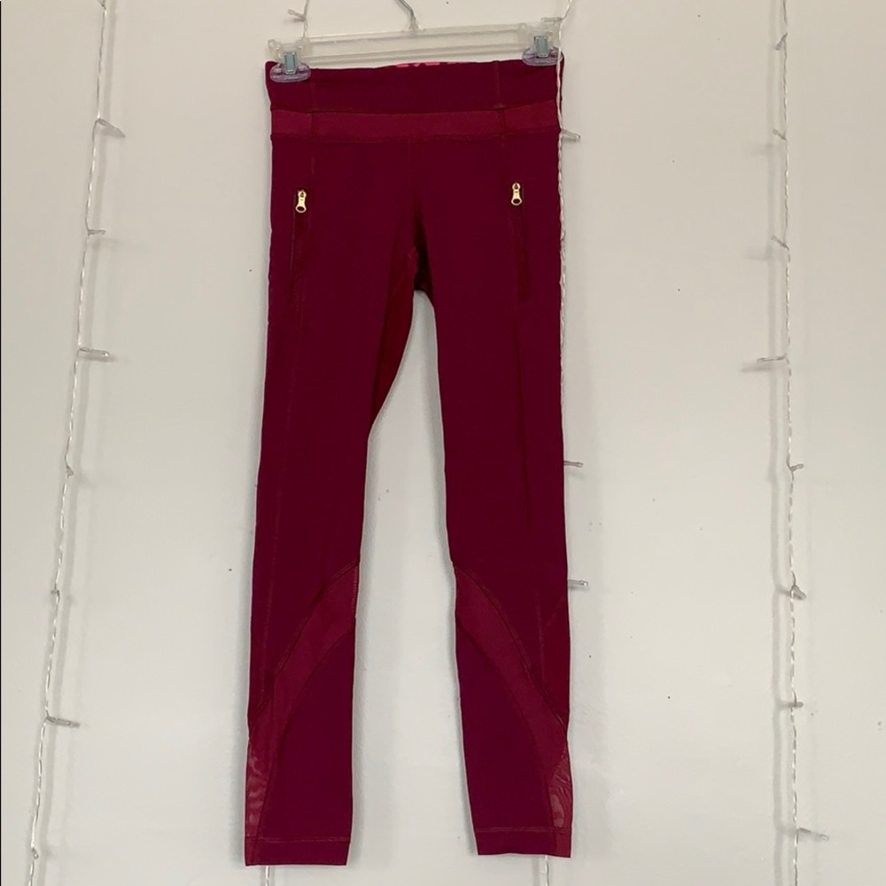 Lululemon Maroon Mesh Leggings